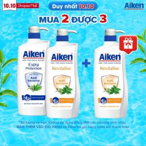 Combo 2 sữa tắm sạch khuẩn Aiken 850g chiết xuất bạc hà và trà